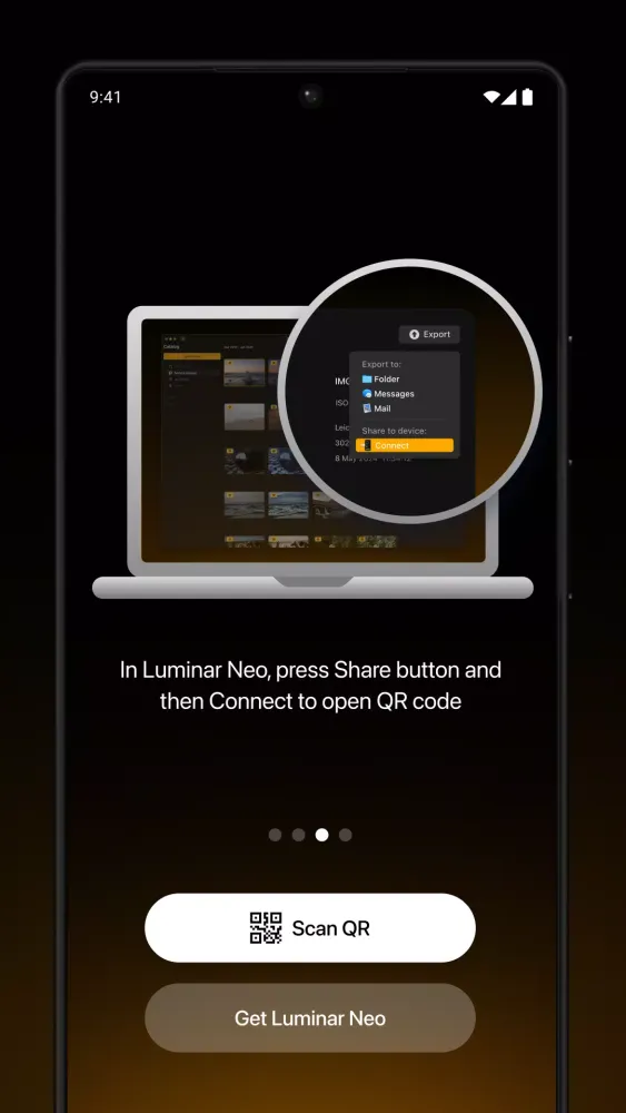 Tangkapan skrin Share with Luminar Neo