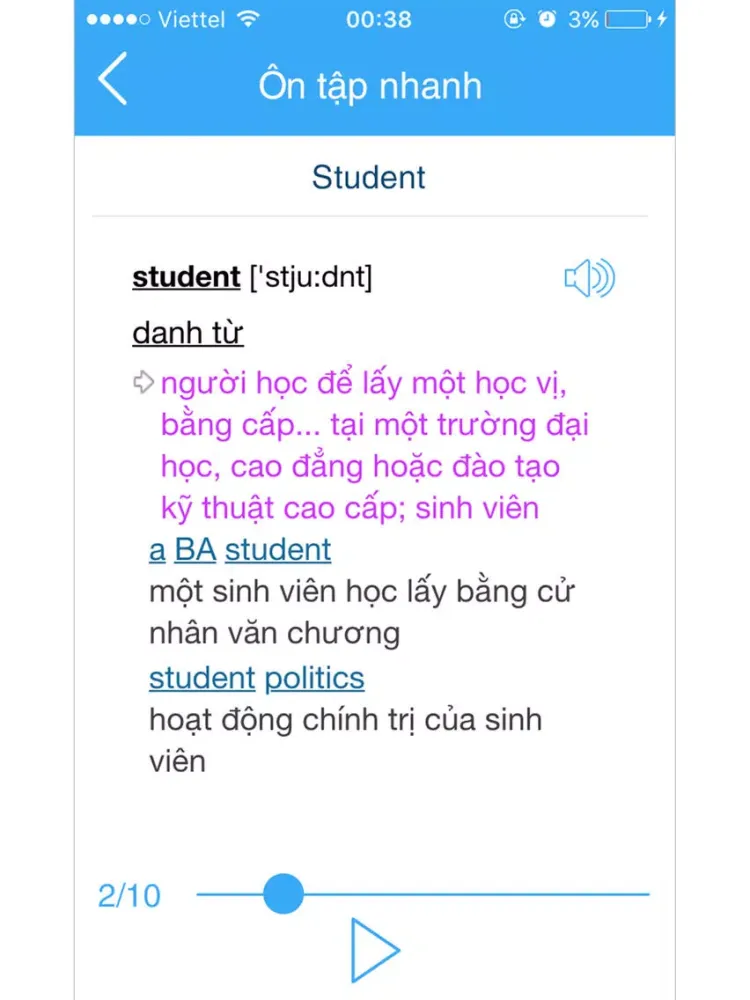 Tangkapan skrin Từ điển Anh - Việt - Anh iPad 
