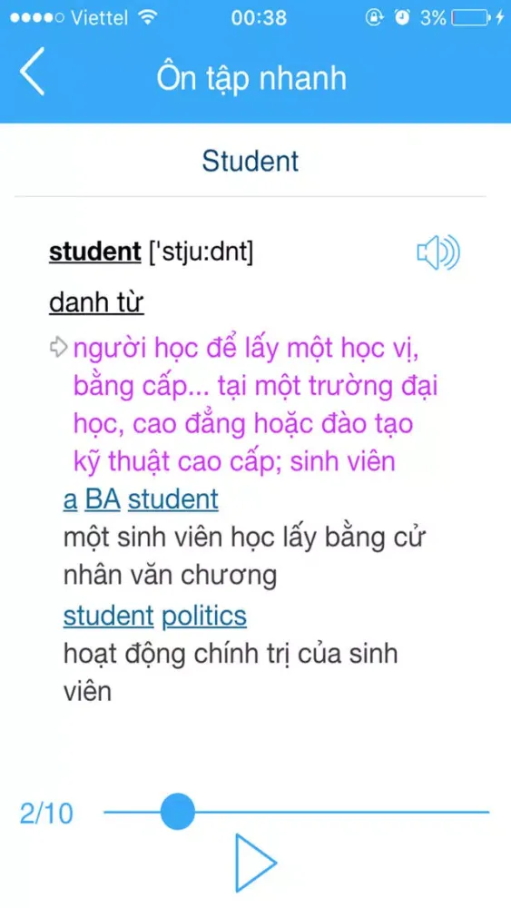 Tangkapan skrin Từ điển Anh - Việt - Anh