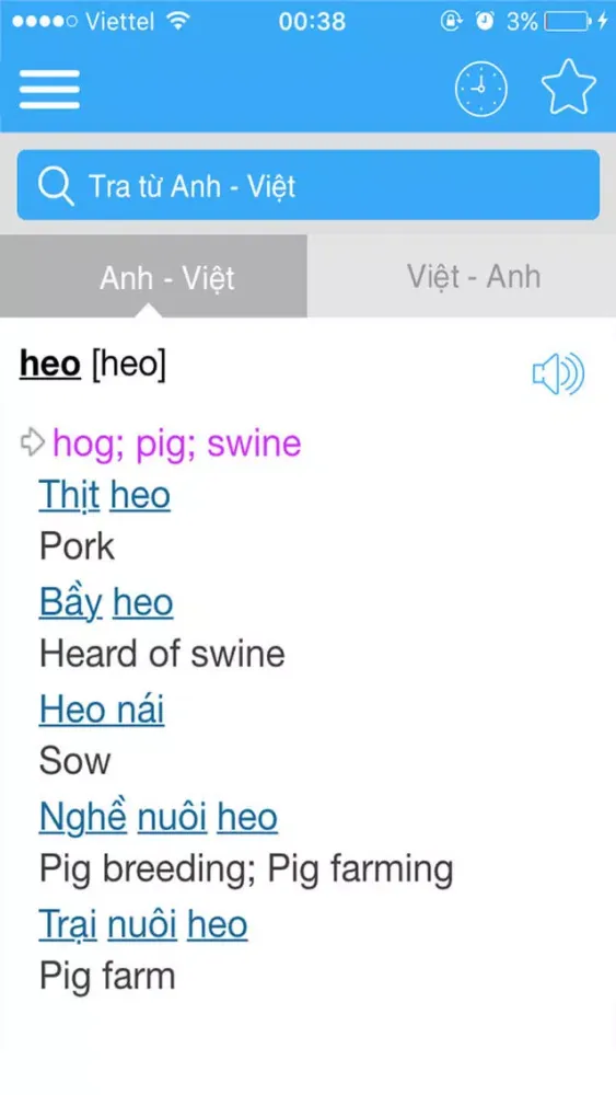 Tangkapan skrin Từ điển Anh - Việt - Anh