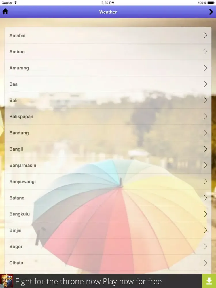 Ảnh chụp màn hình của Prakiraan Cuaca iPad 