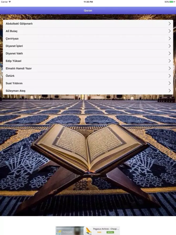 Capturas de tela do Kurani Kerim iPad 