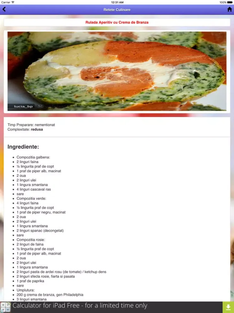 Ảnh chụp màn hình của Retete Culinare iPad 