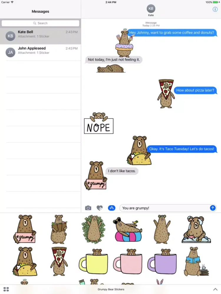 Grumpy Bear Stickers iPad  Screenshots