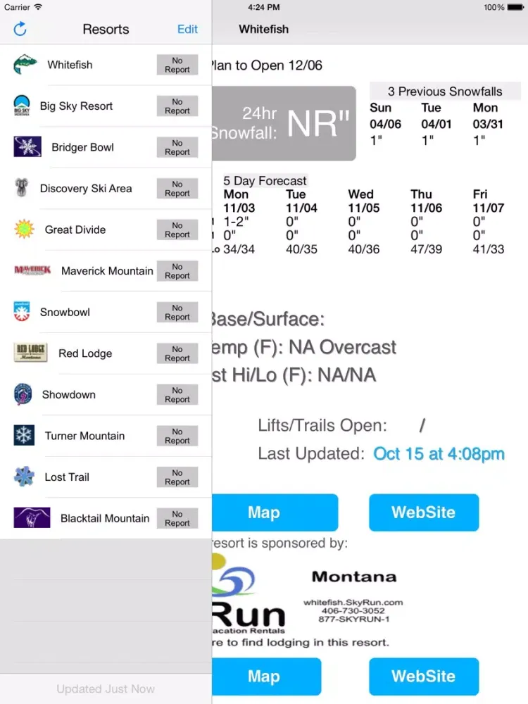 Montana Snow Report iPad  Screenshots