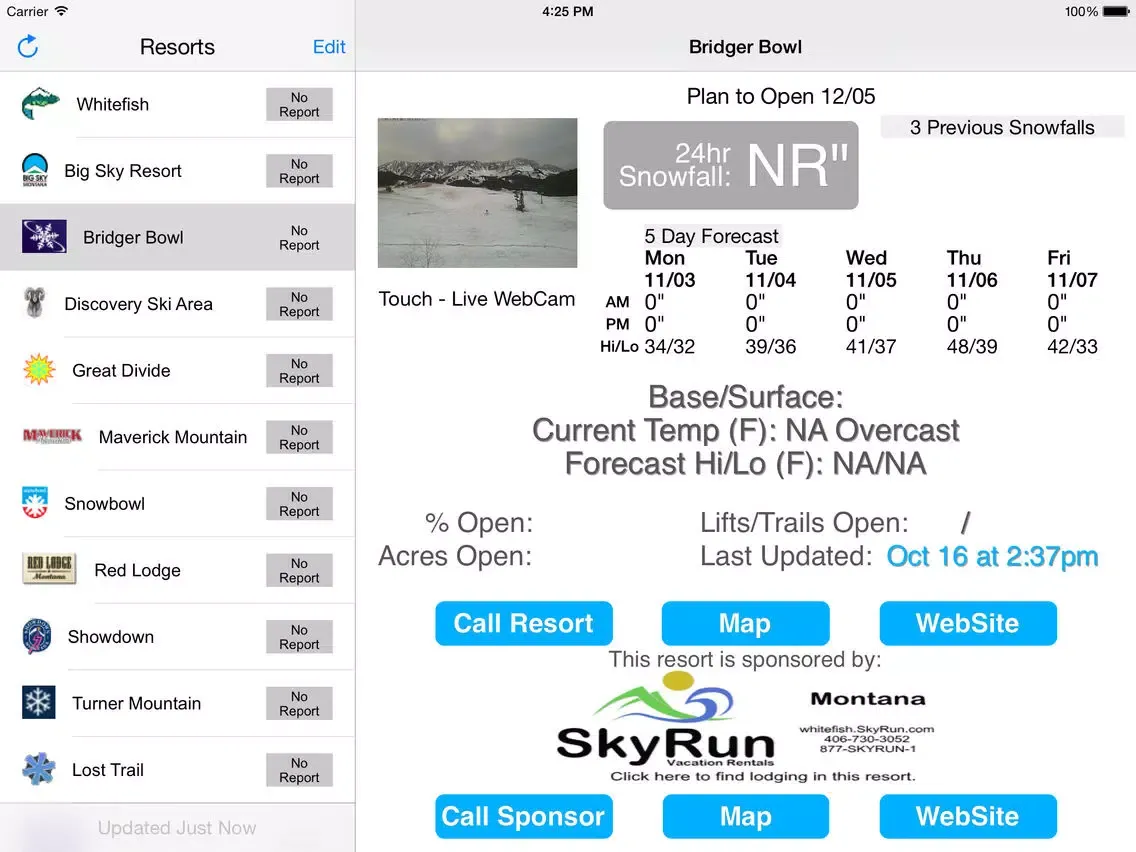 Montana Snow Report iPad  Screenshots
