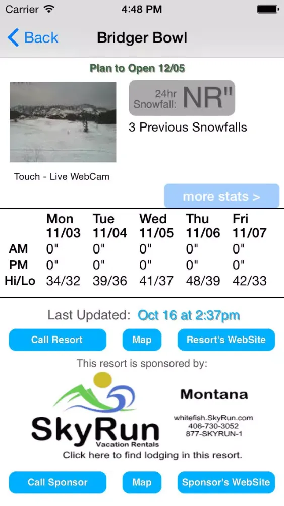 Montana Snow Report Screenshots