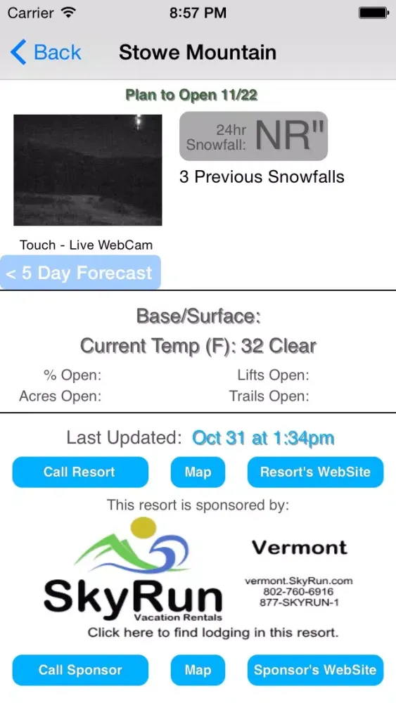 Vermont Snow Report स्क्रीनशॉट