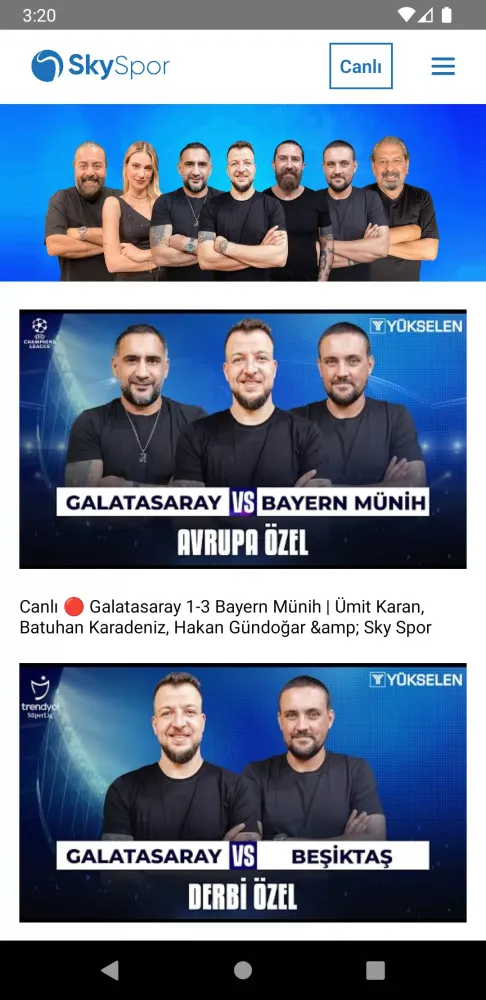 SkySpor Ekran Görüntüleri