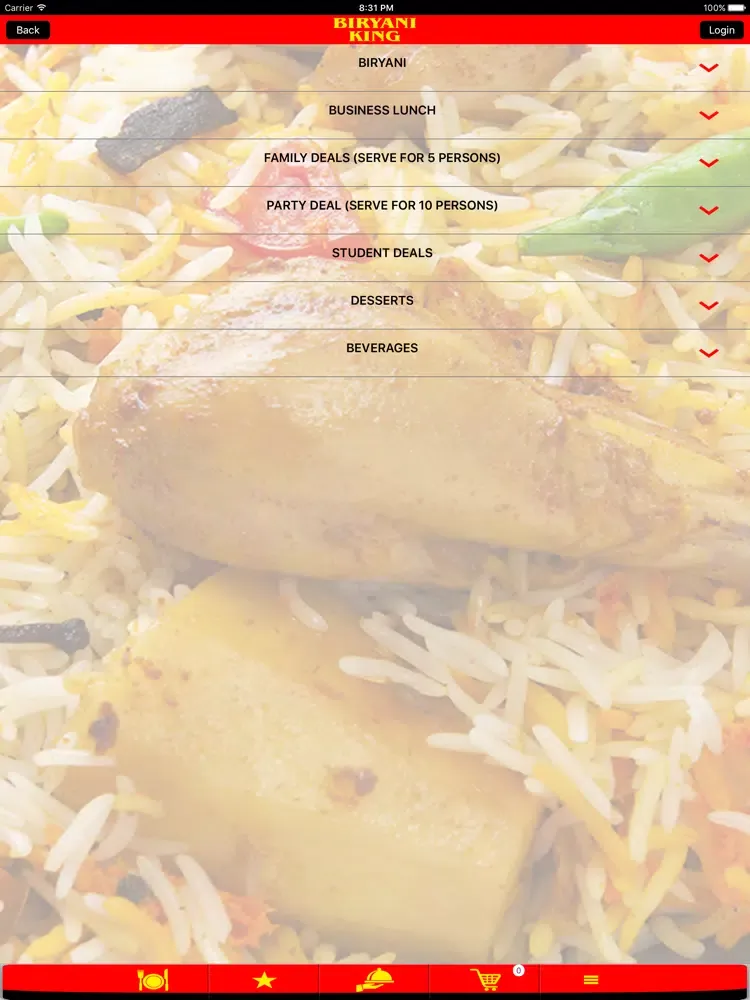 Ảnh chụp màn hình của Biryani King iPad 