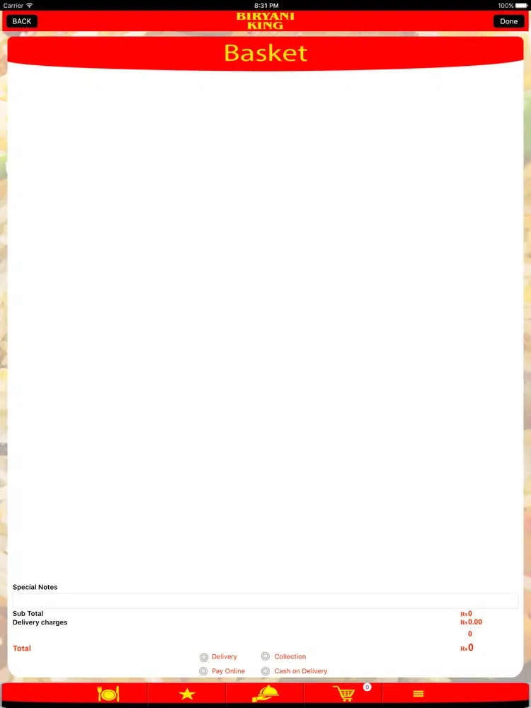 Ảnh chụp màn hình của Biryani King iPad 