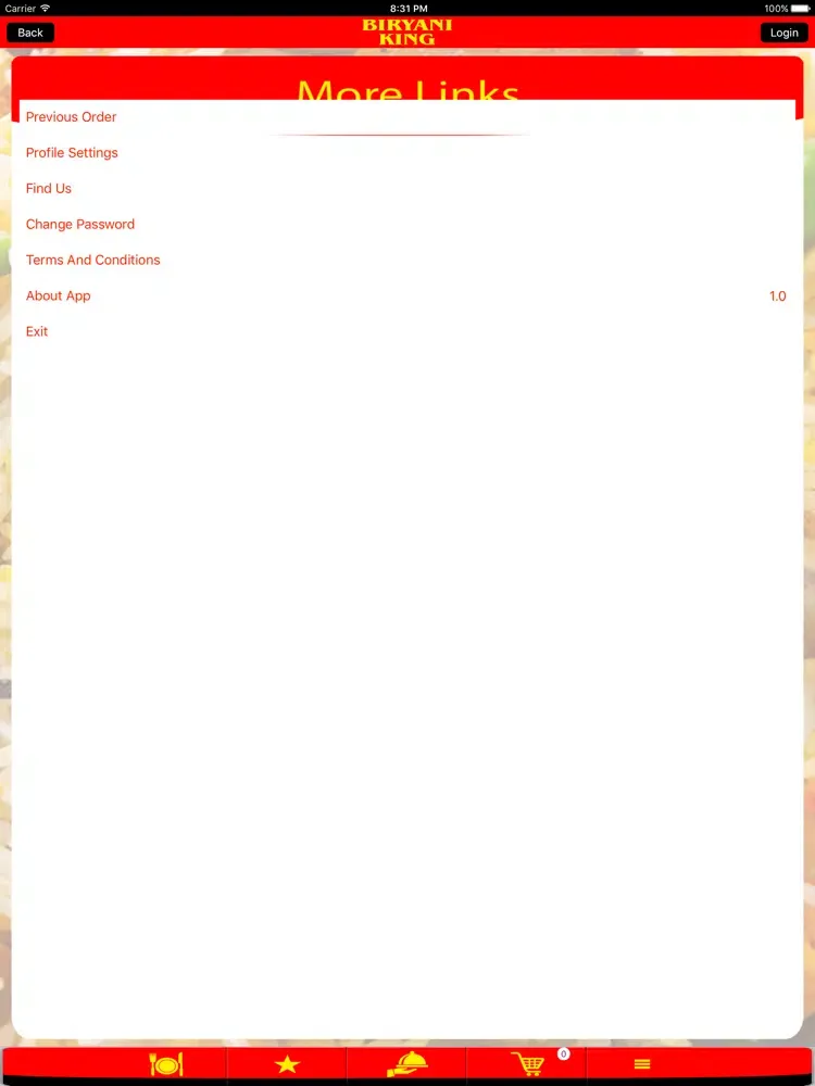 Ảnh chụp màn hình của Biryani King iPad 