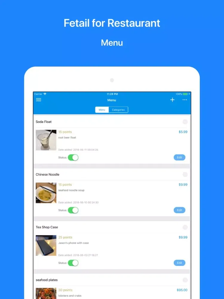 ภาพหน้าจอของ Fetail for Resturant iPad 
