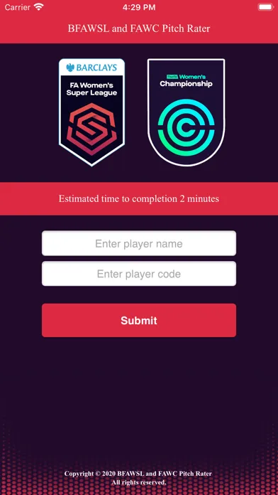 BFAWSL and FAWC Pitch Rater Screenshots