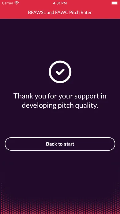 BFAWSL and FAWC Pitch Rater Screenshots