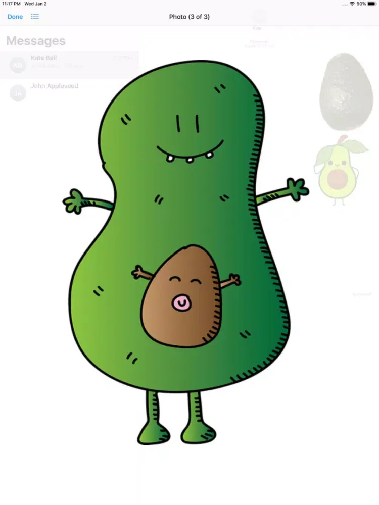Capturas de tela do Lotsa Avocado Stickers iPad 