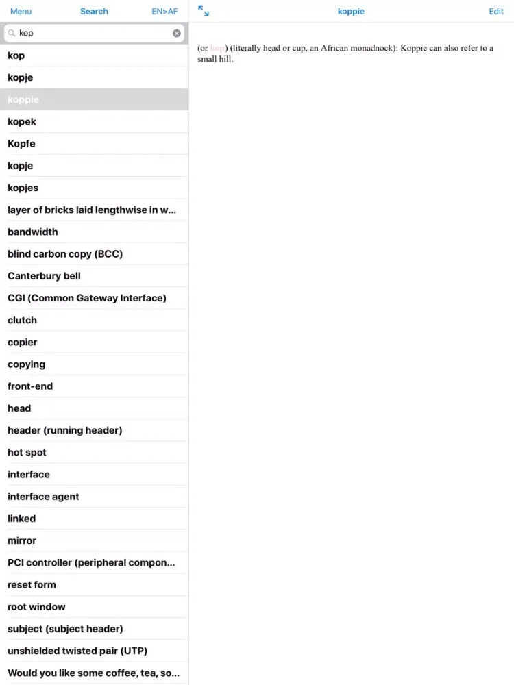 Capturas de pantalla de Great English-Afrikaans Dict. iPad 