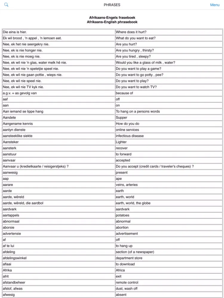 Capturas de pantalla de Great English-Afrikaans Dict. iPad 