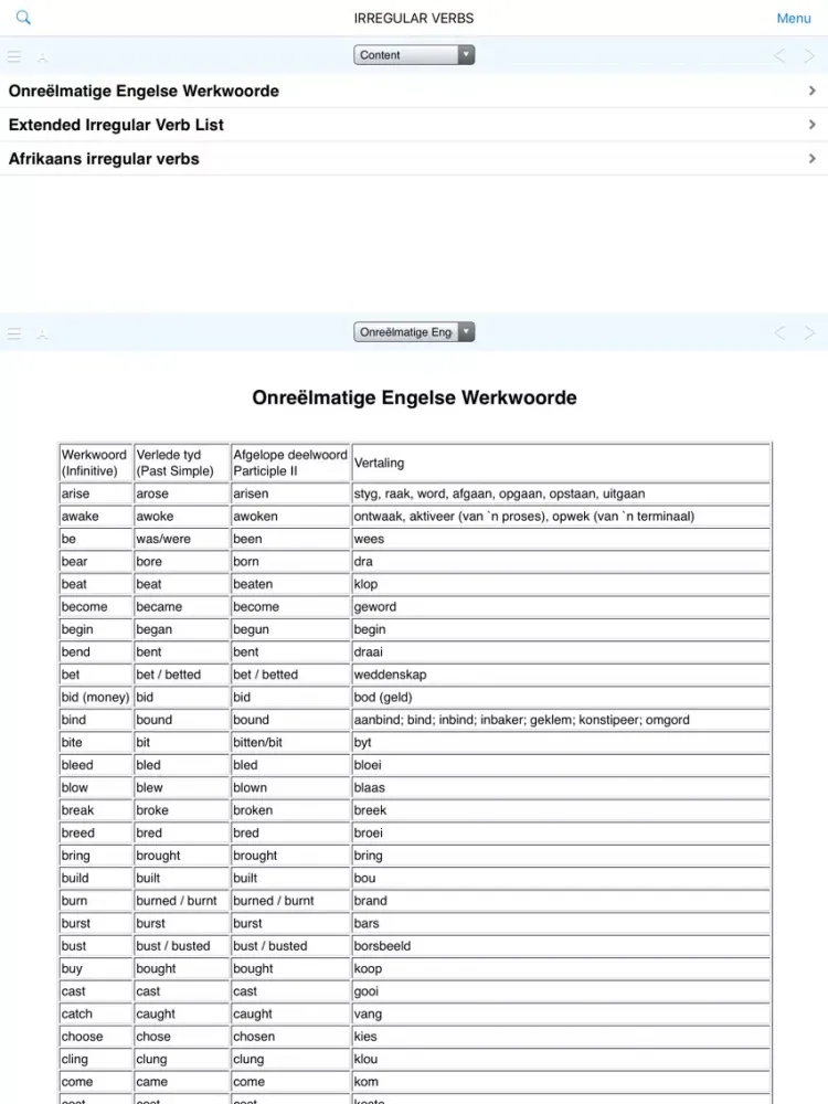 Capturas de pantalla de Great English-Afrikaans Dict. iPad 