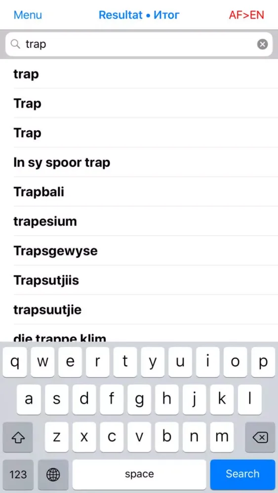 Capturas de pantalla de Great English-Afrikaans Dict.