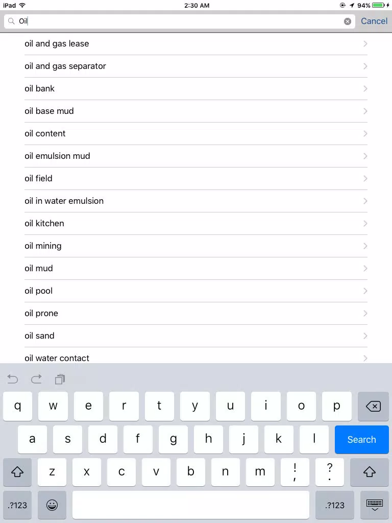 Schlumberger Oilfield Glossary iPad  Screenshots