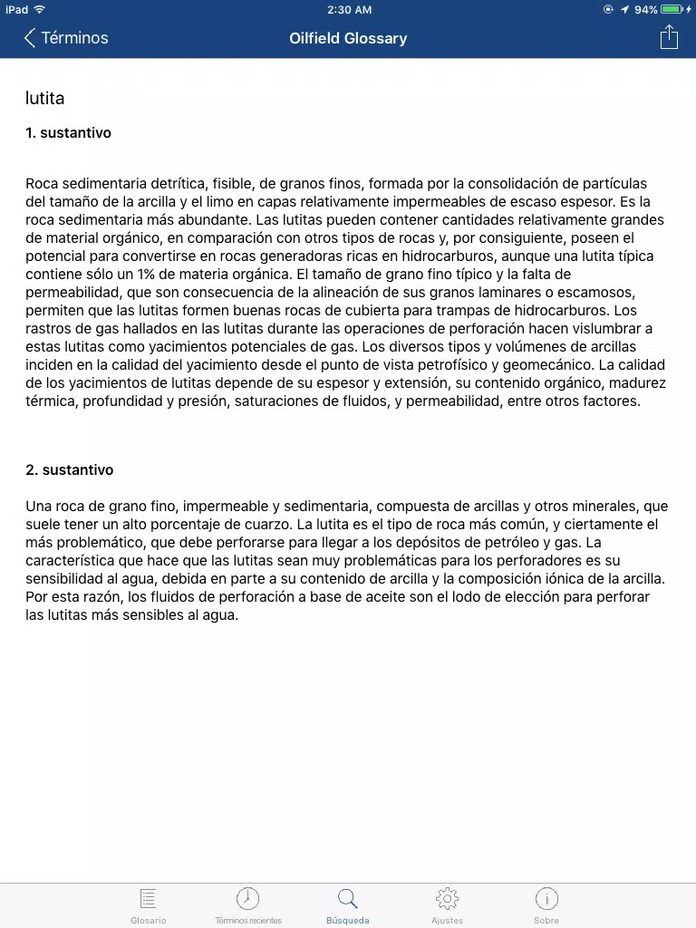 Schlumberger Oilfield Glossary iPad  Screenshots