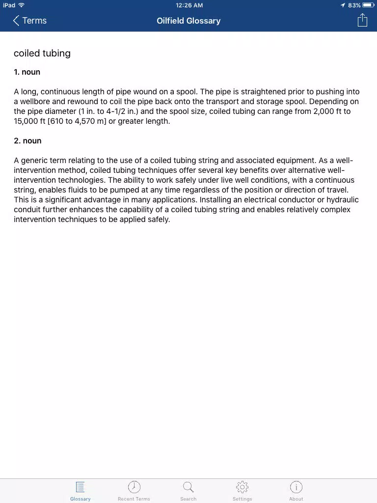 Schlumberger Oilfield Glossary iPad  Screenshots