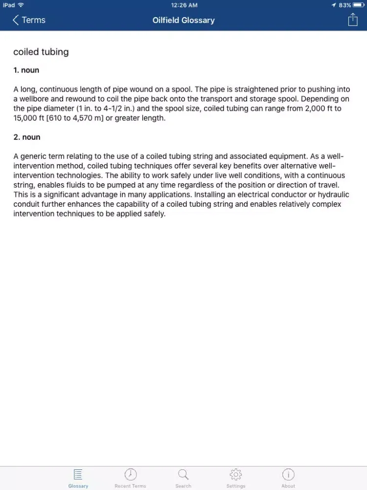 Schlumberger Oilfield Glossary iPad  स्क्रीनशॉट