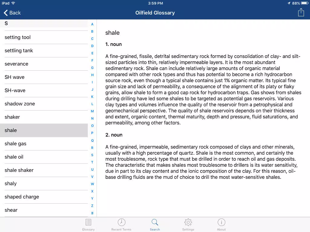Schlumberger Oilfield Glossary iPad  Screenshots