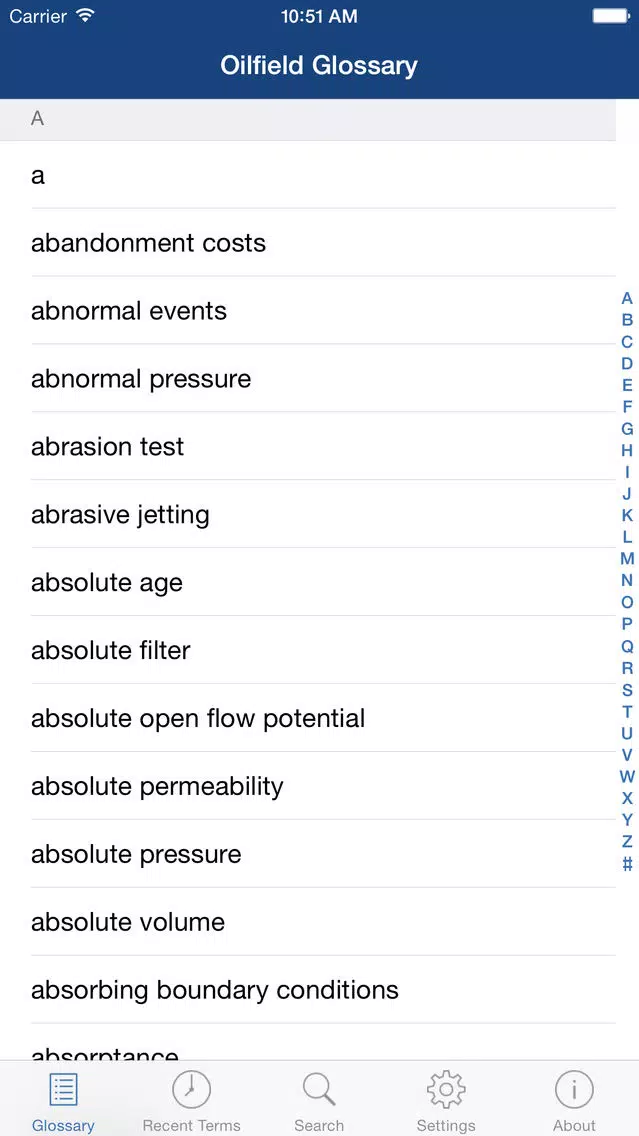 Schlumberger Oilfield Glossary Screenshots