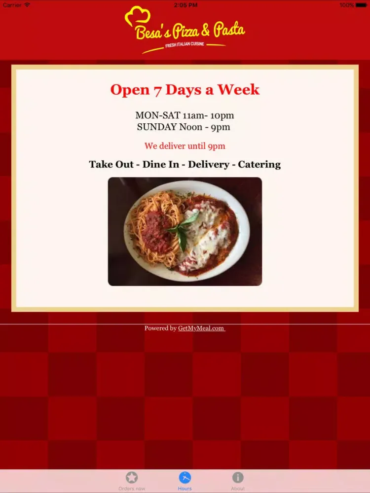 صور Besa's Pizza & Pasta iPad 