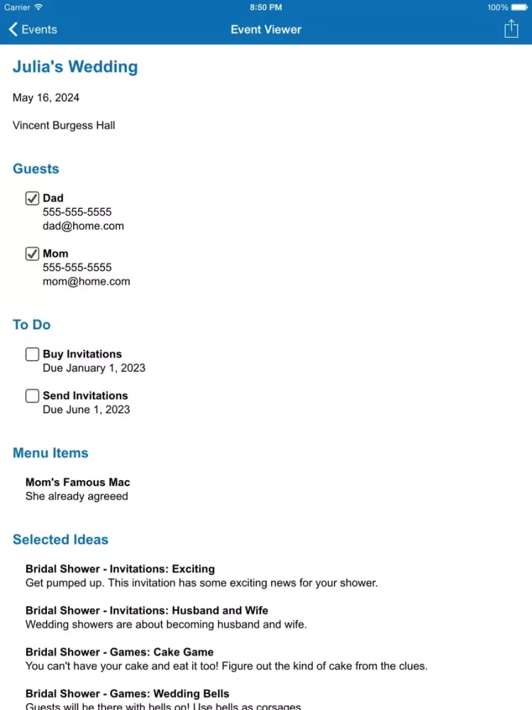 eventzulu 2 - The Ultimate Event Planner iPad  스크린샷