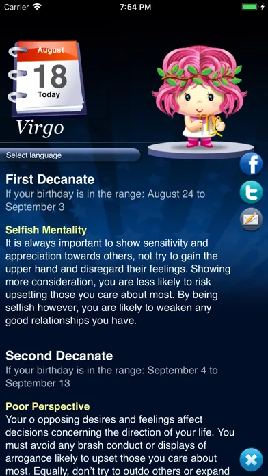 Ảnh chụp màn hình của Horoscope HD Pro