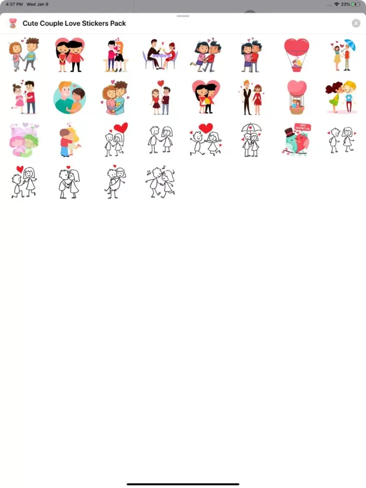 Cute Couple Love Stickers Pack iPad 應用截圖