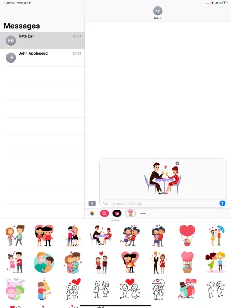 Cute Couple Love Stickers Pack iPad 應用截圖