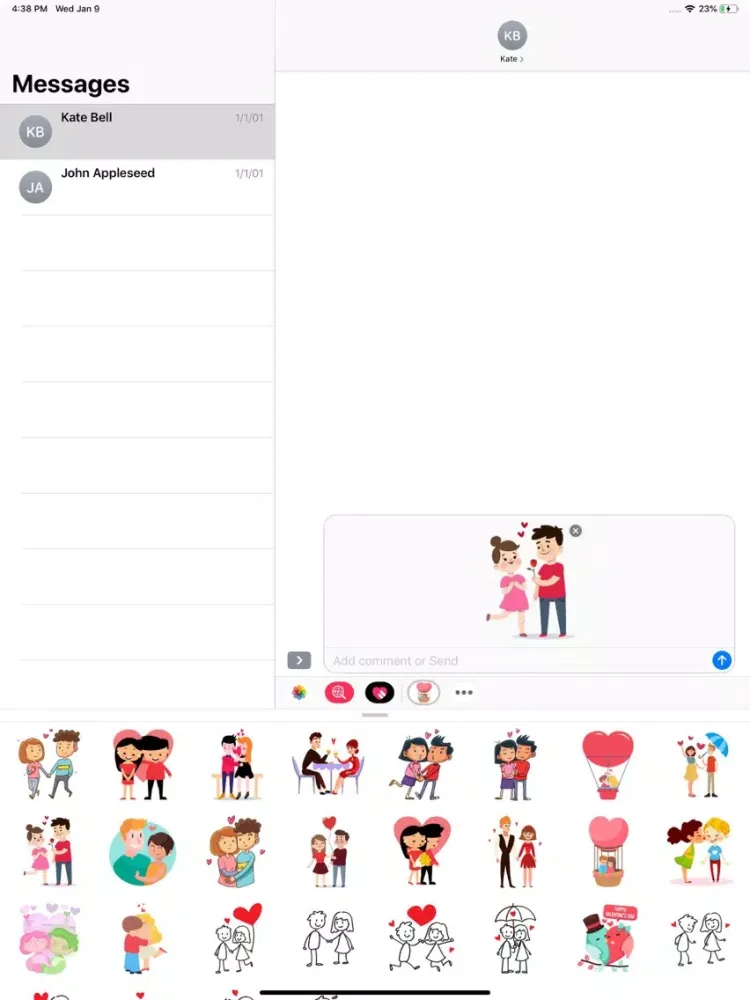 Cute Couple Love Stickers Pack iPad 應用截圖