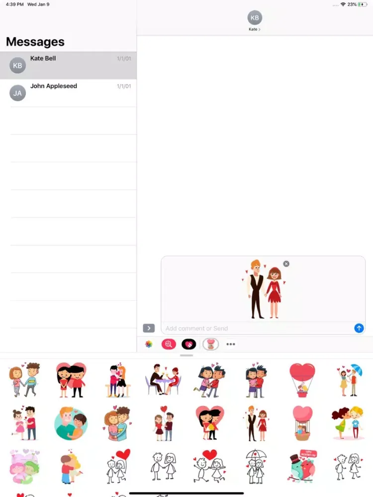 Cute Couple Love Stickers Pack iPad 應用截圖