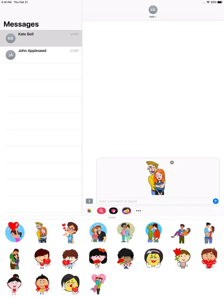 Скриншоты Cartoon Love Stickers Pack iPad 