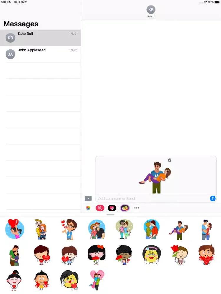 Скриншоты Cartoon Love Stickers Pack iPad 