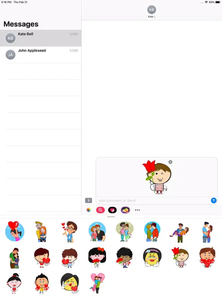 Скриншоты Cartoon Love Stickers Pack iPad 