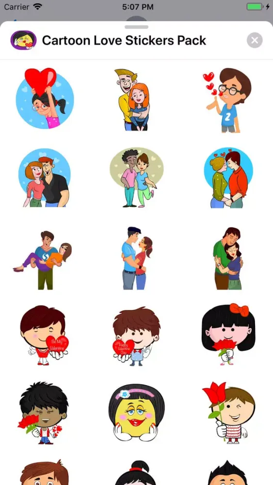Скриншоты Cartoon Love Stickers Pack