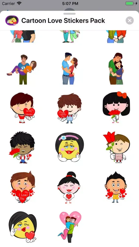Скриншоты Cartoon Love Stickers Pack