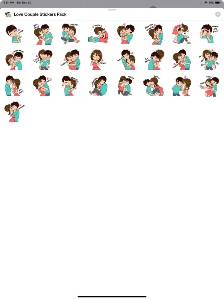 تصاویر Love Couple Stickers Pack iPad 