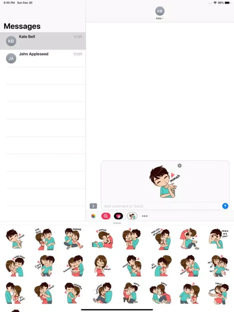 تصاویر Love Couple Stickers Pack iPad 