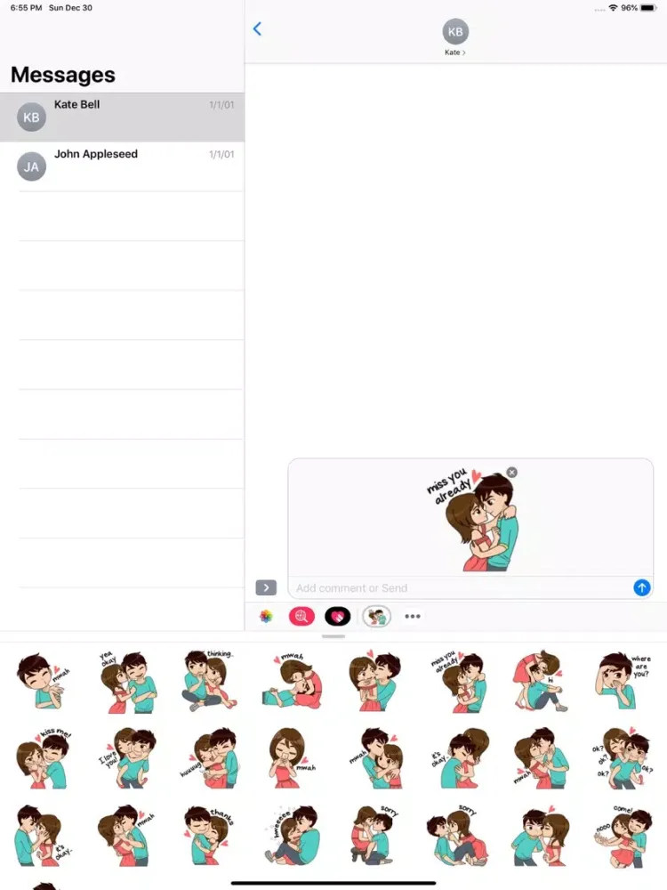 تصاویر Love Couple Stickers Pack iPad 