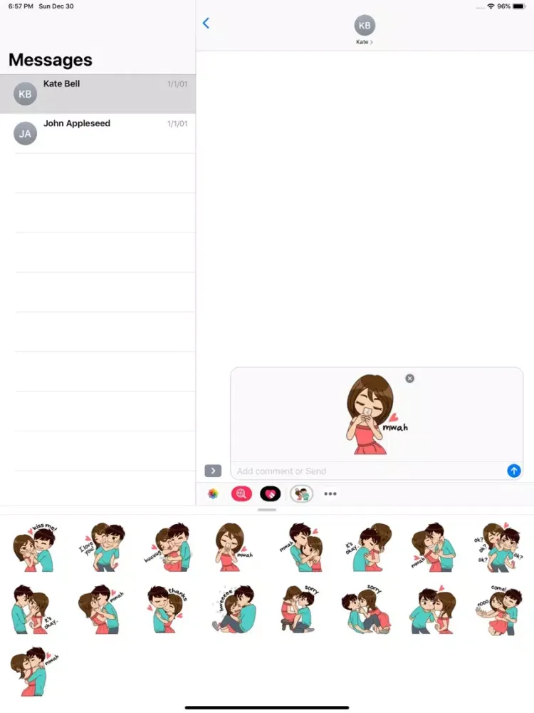 تصاویر Love Couple Stickers Pack iPad 