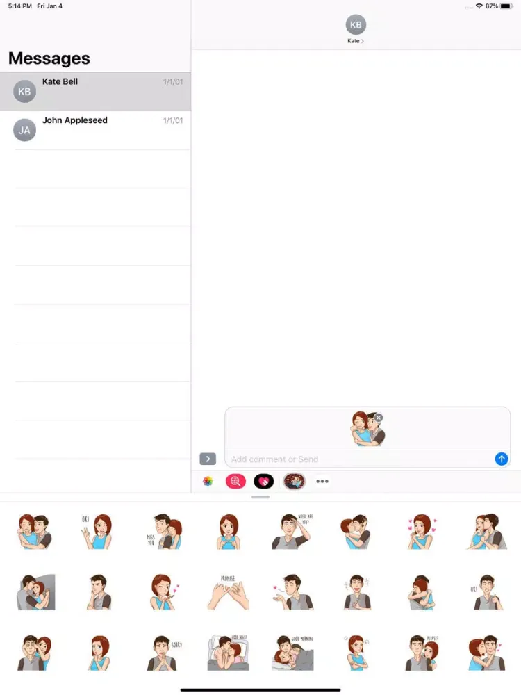 Capturas de pantalla de Romantic Couple Love Stickers iPad 
