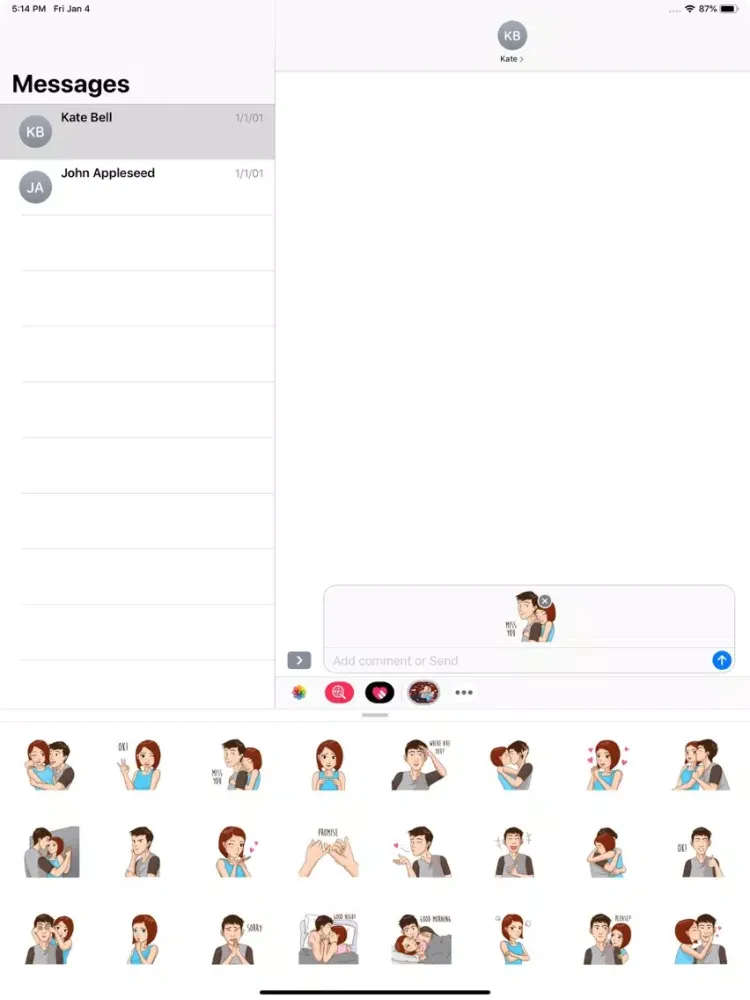Capturas de pantalla de Romantic Couple Love Stickers iPad 