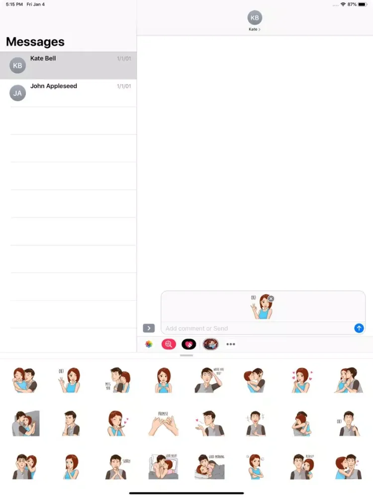 Capturas de pantalla de Romantic Couple Love Stickers iPad 