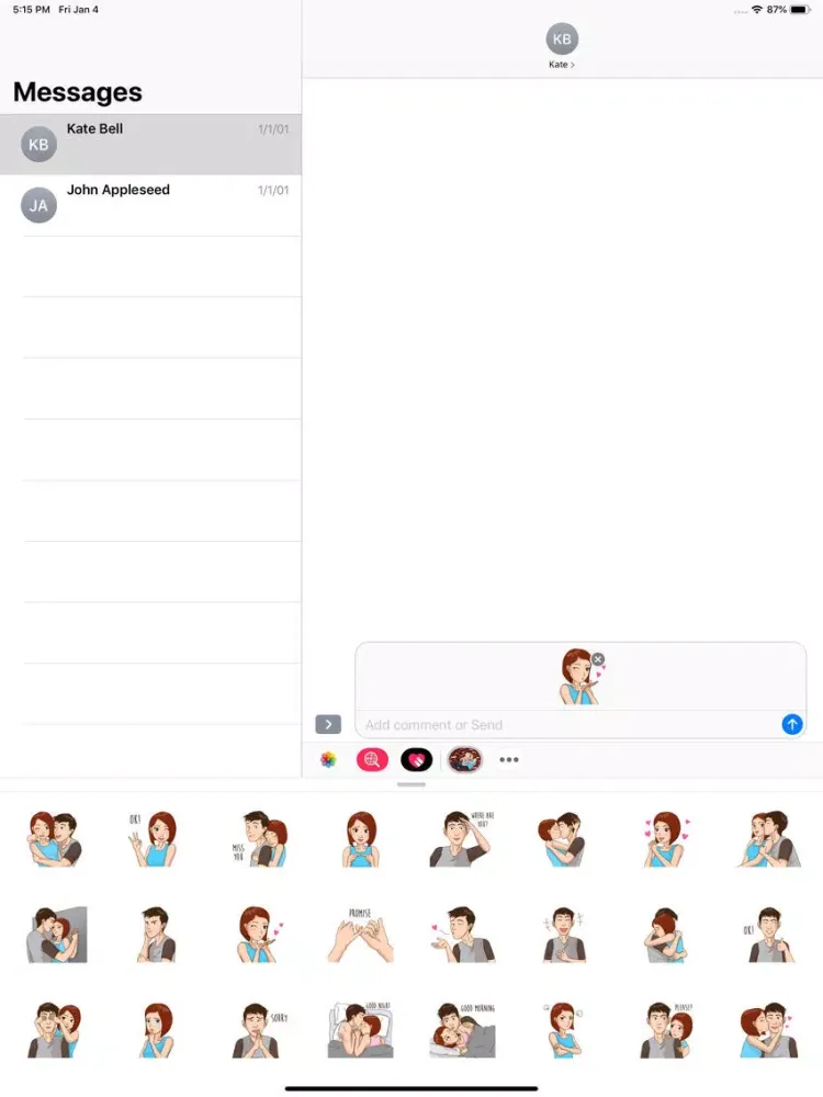 Capturas de pantalla de Romantic Couple Love Stickers iPad 